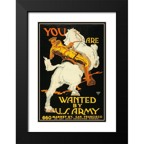 You are wanted by the U.S. Army, 1915/1918 Black Modern Wood Framed Art Print with Double Matting by Bara, K.M.