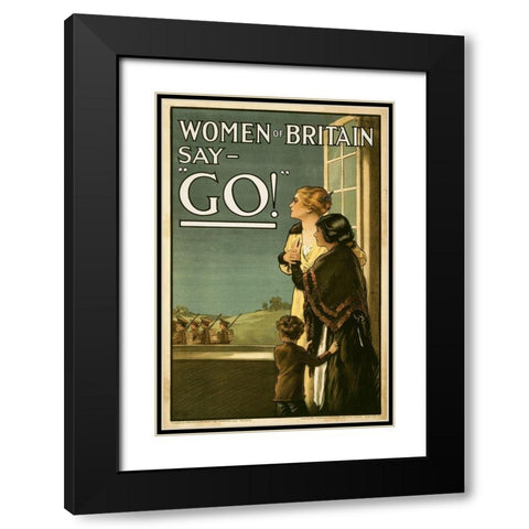 Women of Britain say - Go! Black Modern Wood Framed Art Print with Double Matting by Kealey, E.P.
