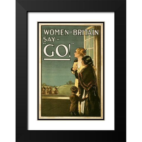 Women of Britain say - Go! Black Modern Wood Framed Art Print with Double Matting by Kealey, E.P.