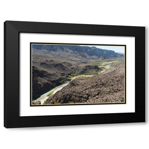 View of the Rio Grande River along Texas Rt. 170 Black Modern Wood Framed Art Print with Double Matting by Highmith, Carol