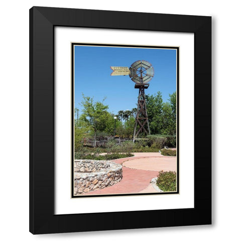 Windmill in the Will Looney Legacy Park at the Museum of South Texas History in Edinburg, TX Black Modern Wood Framed Art Print with Double Matting by Highmith, Carol