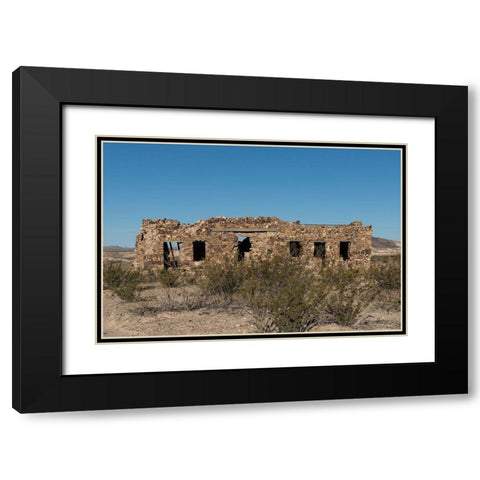 Remnants of an old stone house in the small settlement of Terlingua, in Brewster County, TX Black Modern Wood Framed Art Print with Double Matting by Highmith, Carol