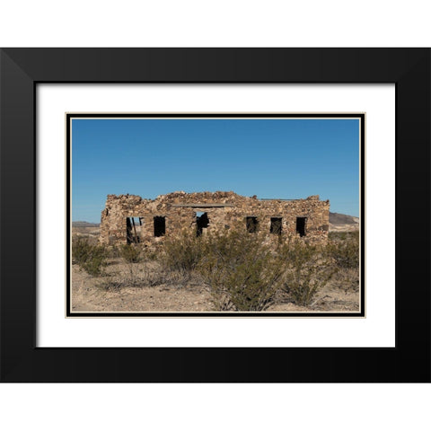 Remnants of an old stone house in the small settlement of Terlingua, in Brewster County, TX Black Modern Wood Framed Art Print with Double Matting by Highmith, Carol