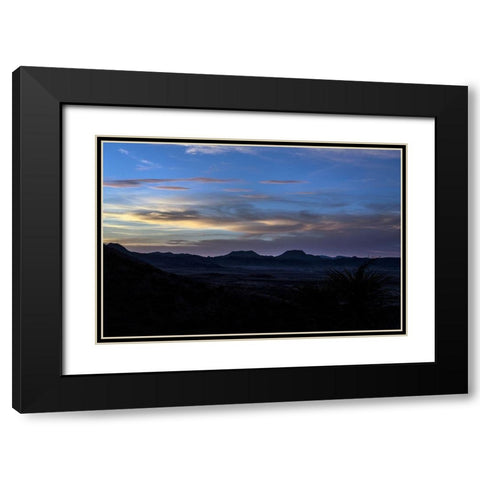 Sunset over the low mountains in the rugged terrain north of Big Bend National Park in the Trans-Pe Black Modern Wood Framed Art Print with Double Matting by Highmith, Carol