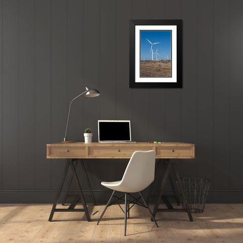 Wind turbines in Shackelford County, TX, northeast of Abilene Black Modern Wood Framed Art Print with Double Matting by Highmith, Carol