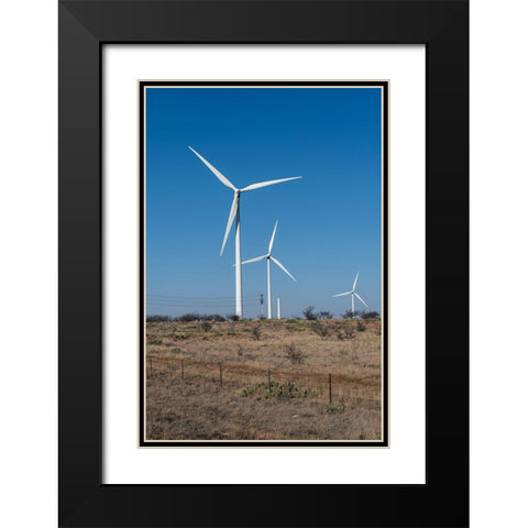 Wind turbines in Shackelford County, TX, northeast of Abilene Black Modern Wood Framed Art Print with Double Matting by Highmith, Carol