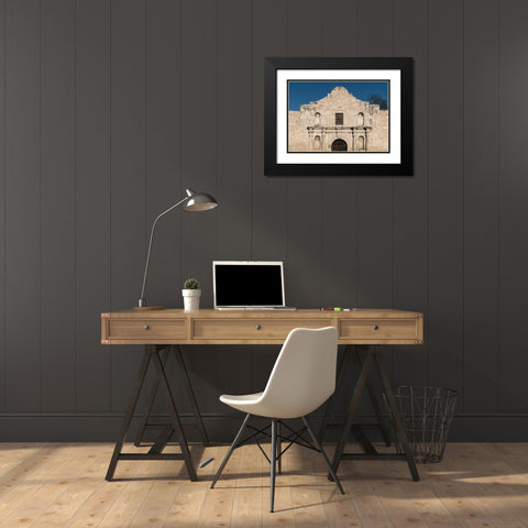 Doorway to the Alamo, an 18th-century mission church in San Antonio, TX Black Modern Wood Framed Art Print with Double Matting by Highmith, Carol
