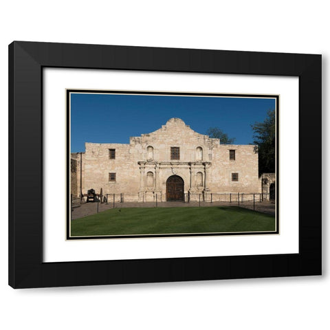 Doorway to the Alamo, an 18th-century mission church in San Antonio, TX Black Modern Wood Framed Art Print with Double Matting by Highmith, Carol