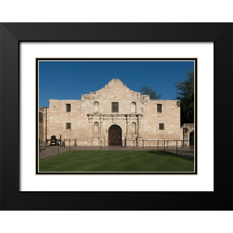 Doorway to the Alamo, an 18th-century mission church in San Antonio, TX Black Modern Wood Framed Art Print with Double Matting by Highmith, Carol