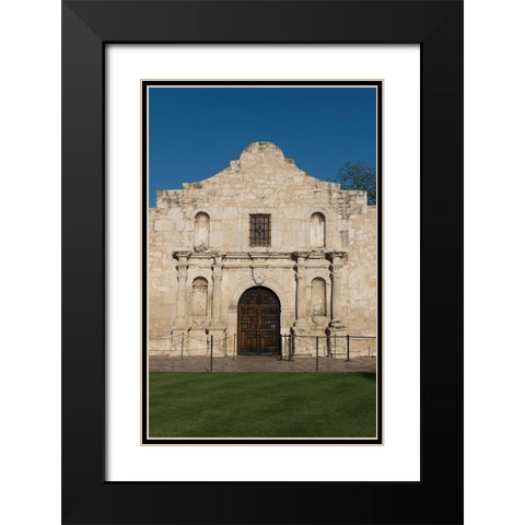 Doorway to the Alamo, an 18th-century mission church in San Antonio, TX Black Modern Wood Framed Art Print with Double Matting by Highmith, Carol