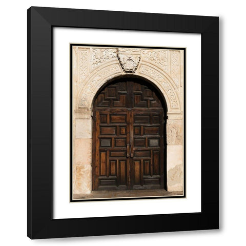 Doorway to the Alamo, an 18th-century mission church in San Antonio, TX Black Modern Wood Framed Art Print with Double Matting by Highmith, Carol