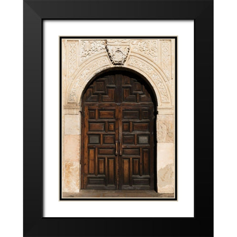 Doorway to the Alamo, an 18th-century mission church in San Antonio, TX Black Modern Wood Framed Art Print with Double Matting by Highmith, Carol