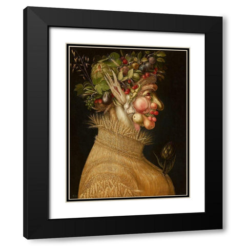 Summer Black Modern Wood Framed Art Print with Double Matting by Arcimboldo, Giuseppe