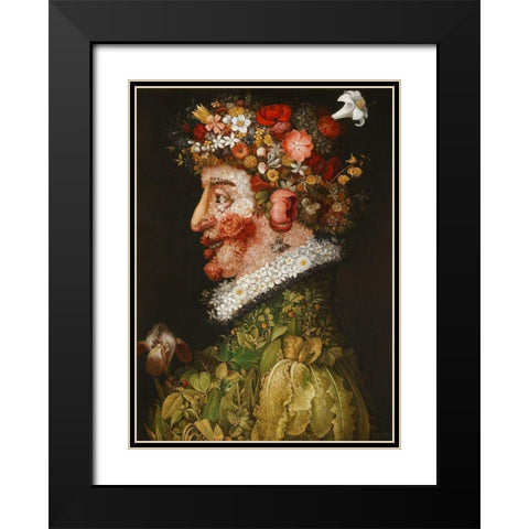 Spring Black Modern Wood Framed Art Print with Double Matting by Arcimboldo, Giuseppe