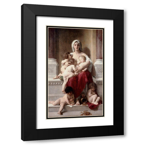 Charity Black Modern Wood Framed Art Print with Double Matting by Bouguereau, William-Adolphe