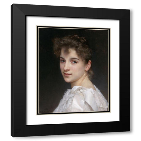 Gabrielle Black Modern Wood Framed Art Print with Double Matting by Bouguereau, William-Adolphe