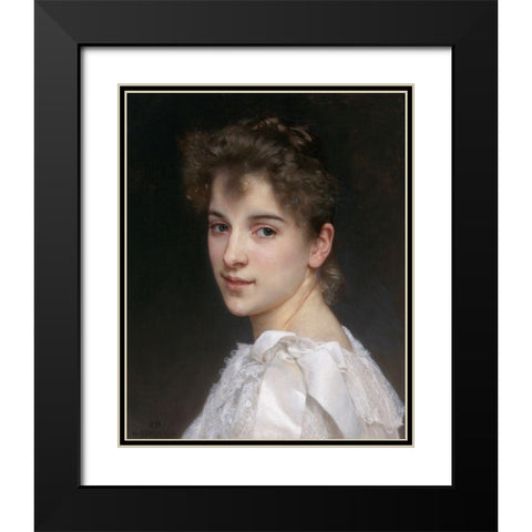 Gabrielle Black Modern Wood Framed Art Print with Double Matting by Bouguereau, William-Adolphe