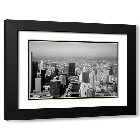 Aerial view of skyline Chicago Illinois Black Modern Wood Framed Art Print with Double Matting by Highsmith, Carol