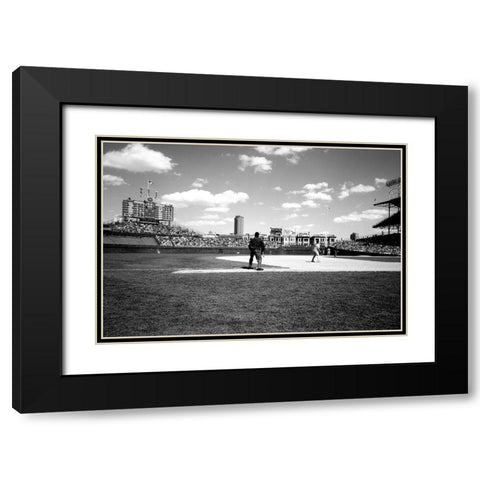 Ballgame at historic Wrigley Field Chicago Illinois Black Modern Wood Framed Art Print with Double Matting by Highsmith, Carol