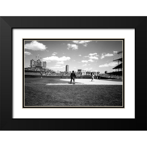 Ballgame at historic Wrigley Field Chicago Illinois Black Modern Wood Framed Art Print with Double Matting by Highsmith, Carol