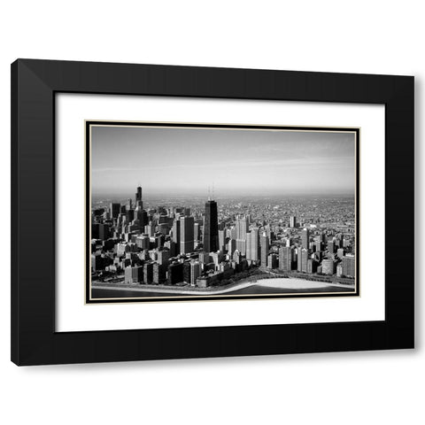 Aerial view of lakeshore Chicago Illinois Black Modern Wood Framed Art Print with Double Matting by Highsmith, Carol