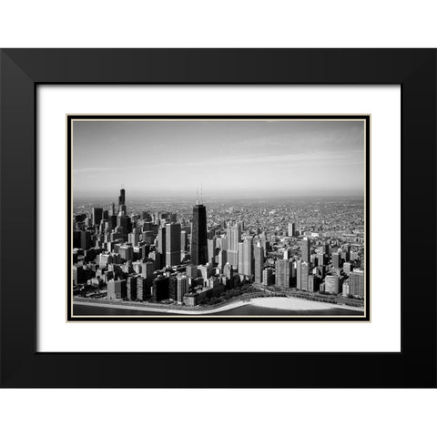 Aerial view of lakeshore Chicago Illinois Black Modern Wood Framed Art Print with Double Matting by Highsmith, Carol