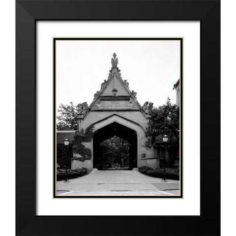 Entry gate to the University of Chicago Illinois Black Modern Wood Framed Art Print with Double Matting by Highsmith, Carol