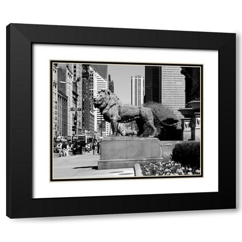 Edward Kemeys guardian lions stand before the Art Institute of Chicago Illinois Black Modern Wood Framed Art Print with Double Matting by Highsmith, Carol
