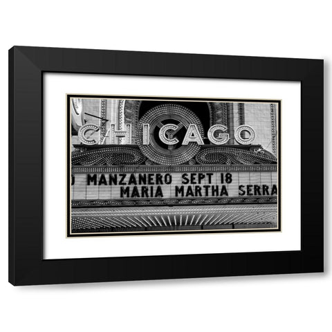 Marquee of the historic Chicago Theater Chicago Illinois Black Modern Wood Framed Art Print with Double Matting by Highsmith, Carol
