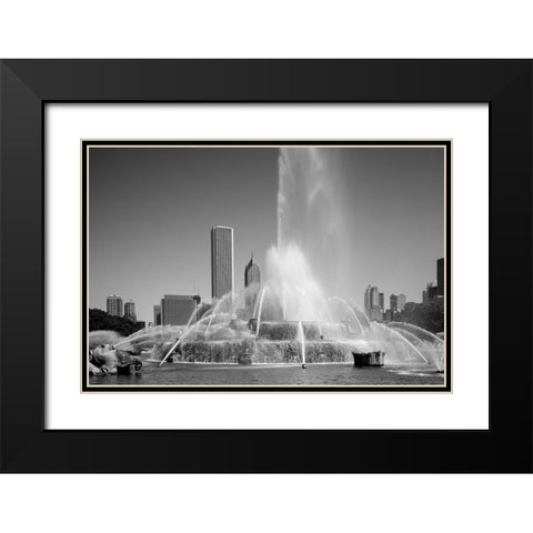 Buckingham fountain Chicago Illinois Black Modern Wood Framed Art Print with Double Matting by Highsmith, Carol