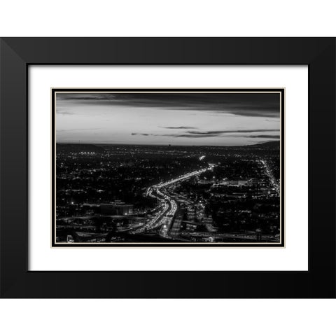 Looking north over the U.S. 101 (Hollywood) Freeway Los Angeles California Black Modern Wood Framed Art Print with Double Matting by Highsmith, Carol