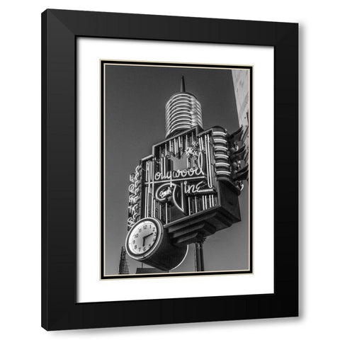 A neon sign from Hollywood and Vine Los Angeles California Black Modern Wood Framed Art Print with Double Matting by Highsmith, Carol