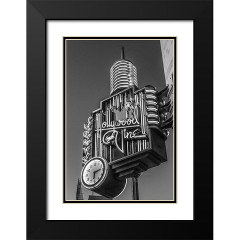 A neon sign from Hollywood and Vine Los Angeles California Black Modern Wood Framed Art Print with Double Matting by Highsmith, Carol