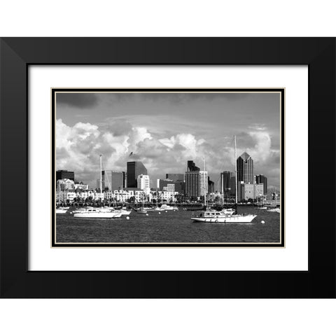 Cityscape San Diego California Black Modern Wood Framed Art Print with Double Matting by Highsmith, Carol