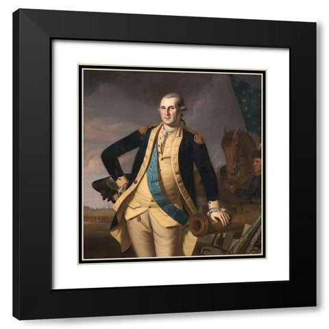George Washington at the Battle of Princeton Black Modern Wood Framed Art Print with Double Matting by Peale, Charles Willson