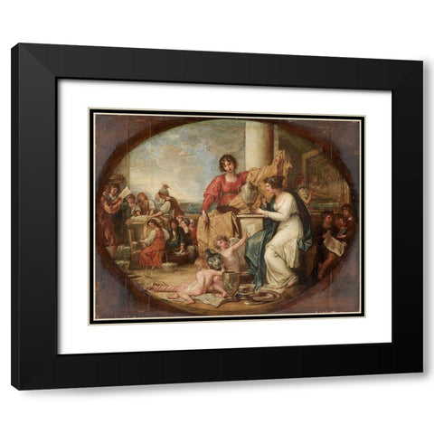 British Manufactory A Sketch Black Modern Wood Framed Art Print with Double Matting by West, Benjamin