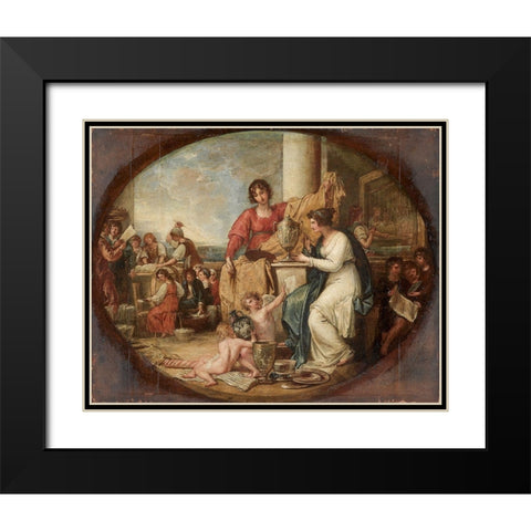 British Manufactory A Sketch Black Modern Wood Framed Art Print with Double Matting by West, Benjamin