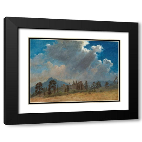 Fir Trees and Storm Clouds Black Modern Wood Framed Art Print with Double Matting by Bierstadt, Albert