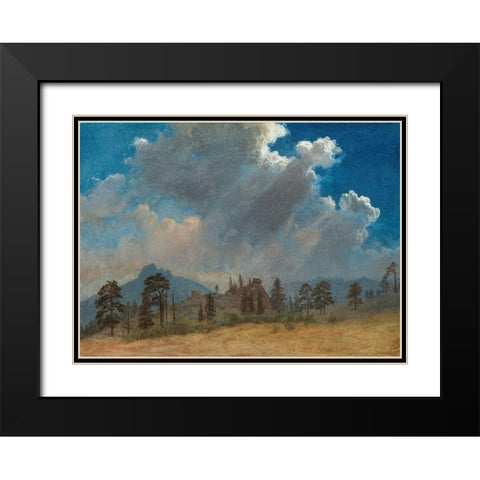 Fir Trees and Storm Clouds Black Modern Wood Framed Art Print with Double Matting by Bierstadt, Albert