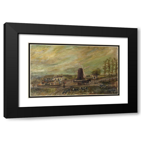 The Windmill Black Modern Wood Framed Art Print with Double Matting by Case, Frank E