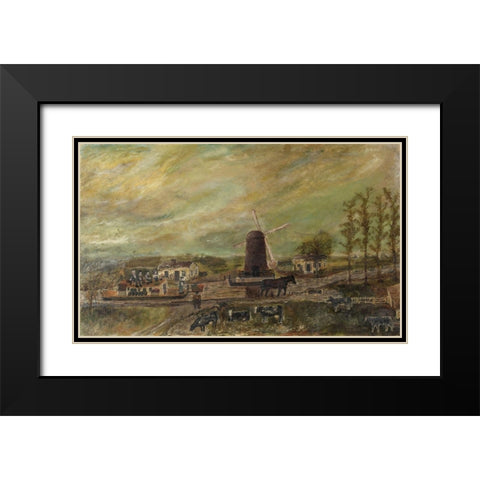 The Windmill Black Modern Wood Framed Art Print with Double Matting by Case, Frank E
