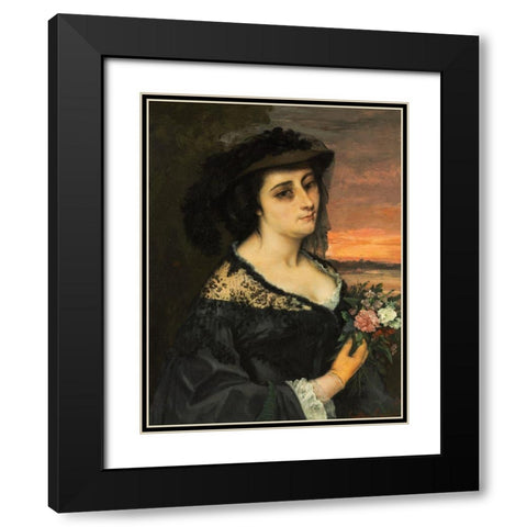 Mme Laure Borreau Black Modern Wood Framed Art Print with Double Matting by Courbet, Gustave