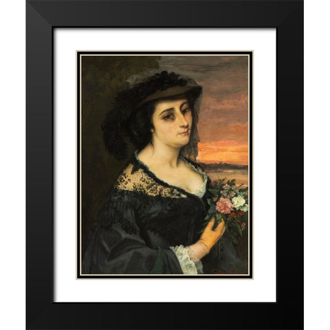 Mme Laure Borreau Black Modern Wood Framed Art Print with Double Matting by Courbet, Gustave