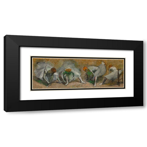 Frieze of Dancers Black Modern Wood Framed Art Print with Double Matting by Degas, Edgar