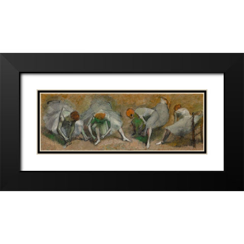 Frieze of Dancers Black Modern Wood Framed Art Print with Double Matting by Degas, Edgar