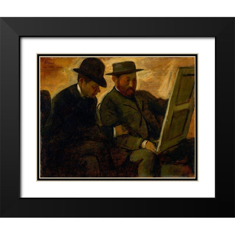 Paul Lafond and Alphonse Cherfils Examining a Painting Black Modern Wood Framed Art Print with Double Matting by Degas, Edgar