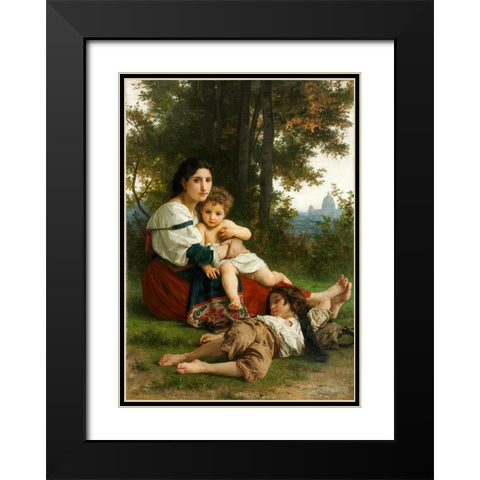 Rest Black Modern Wood Framed Art Print with Double Matting by Bouguereau, William Adolphe