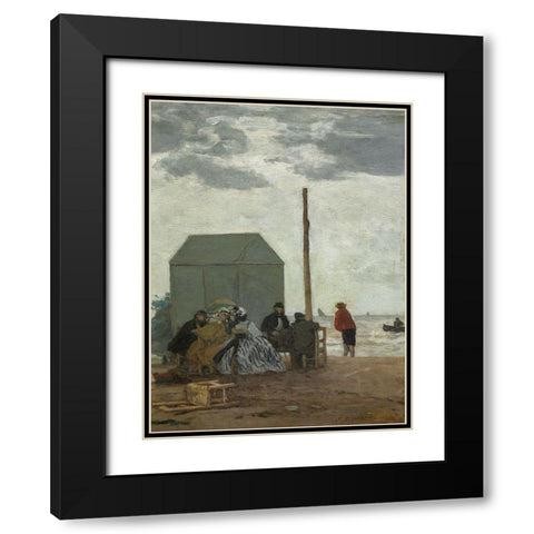 The Beach at Deauville Black Modern Wood Framed Art Print with Double Matting by Boudin, Eugene