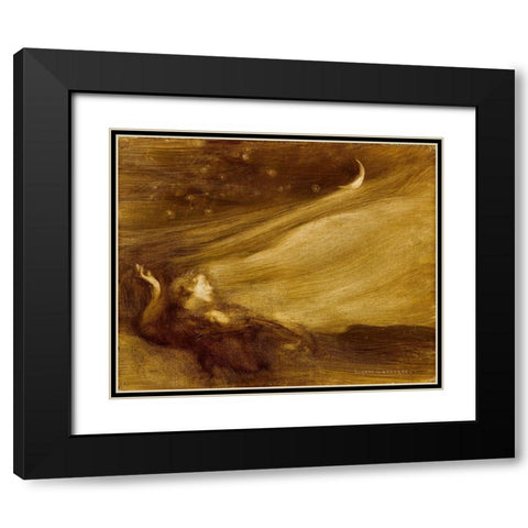 The Contemplator Black Modern Wood Framed Art Print with Double Matting by Carriere, Eugene