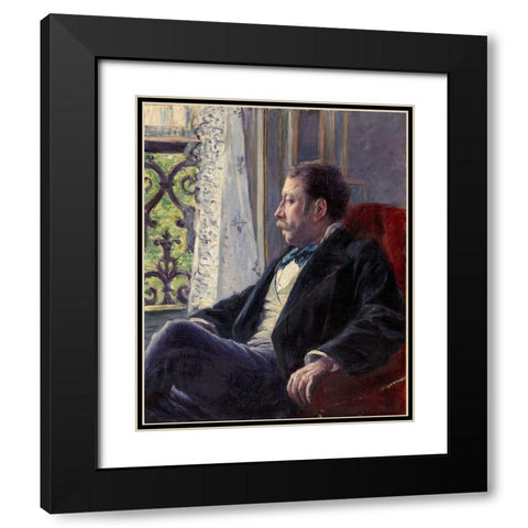 Portrait of a Man Black Modern Wood Framed Art Print with Double Matting by Caillebotte, Gustave